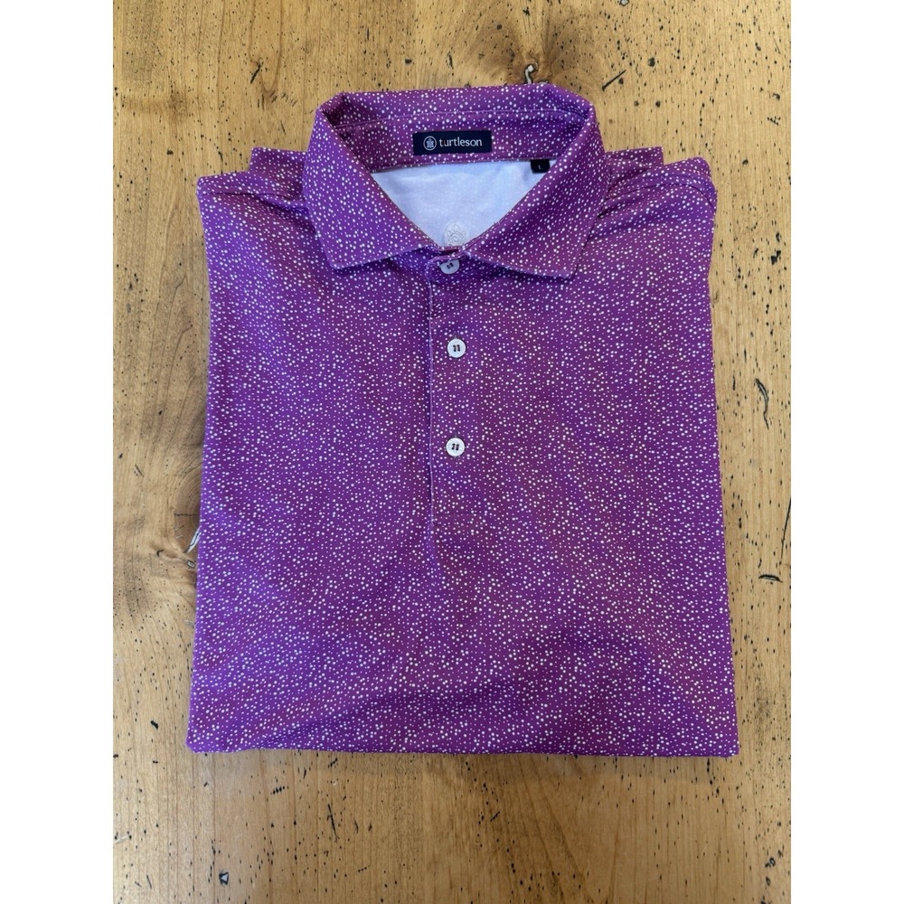 Turtleson Polo Mens Large Purple Geometric All Over Performance Golf